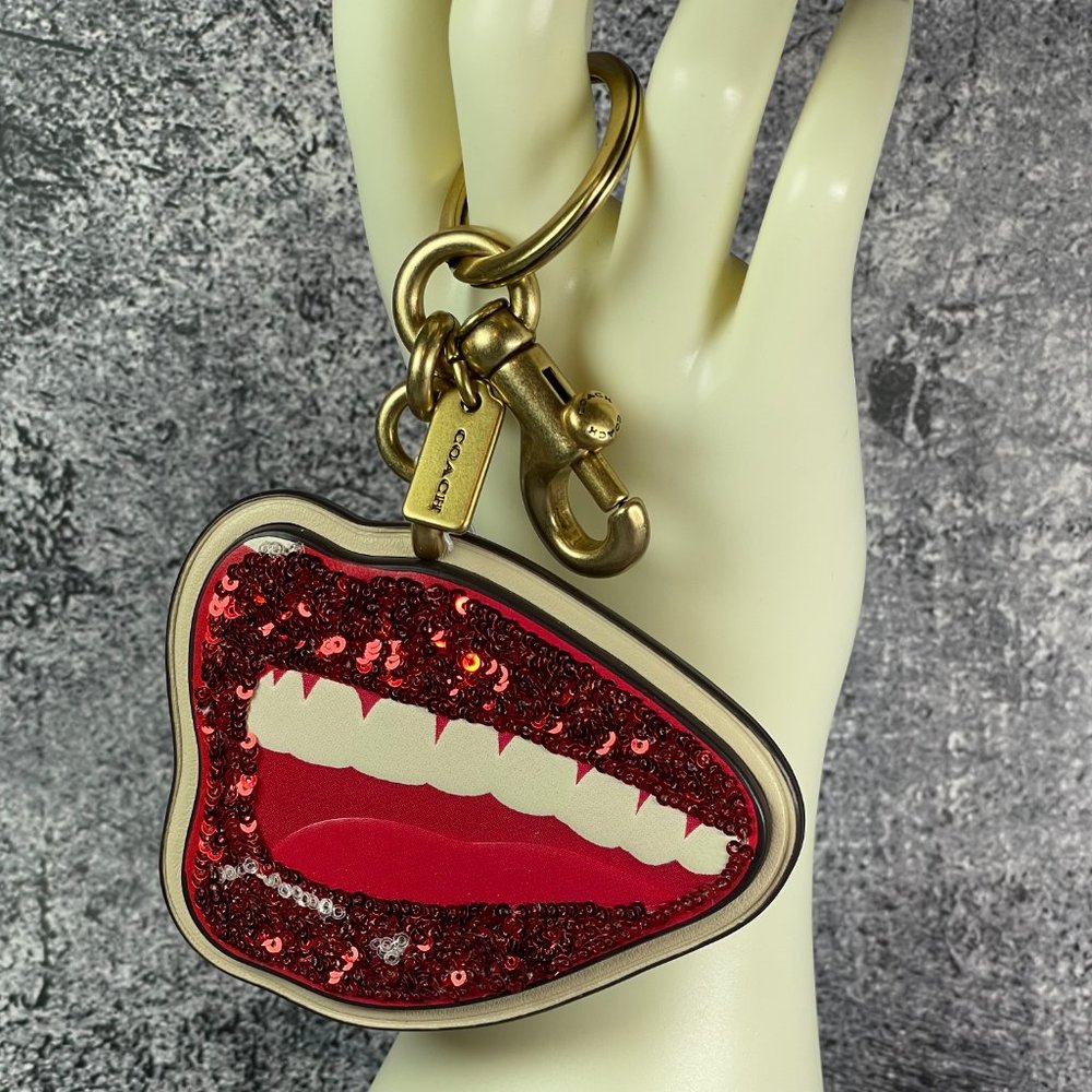♥ Coach X Tom Wesselmann Red Sequin Lips Bag Charm ♥ NWT